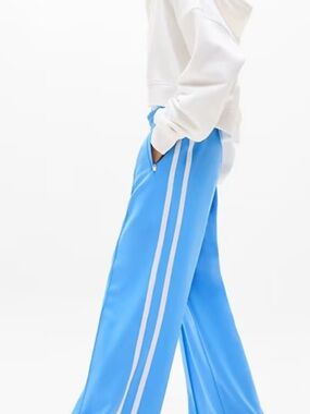 Athleta NWOT Blue Track Pants with White Stripes